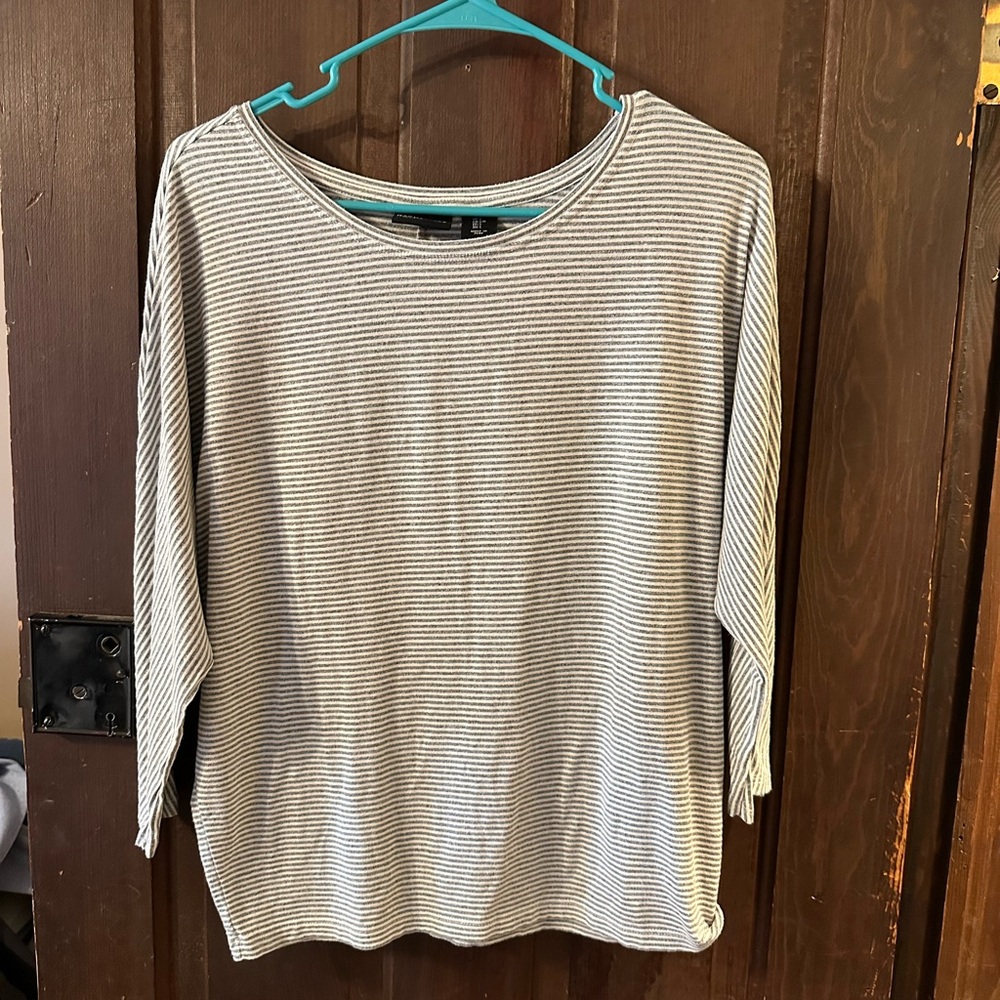 Rachel Zoe Cream Ribbed Blouse with Relaxed Fit